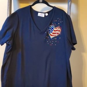 Quacker Factory 4th of July shirt ... embellished heart.